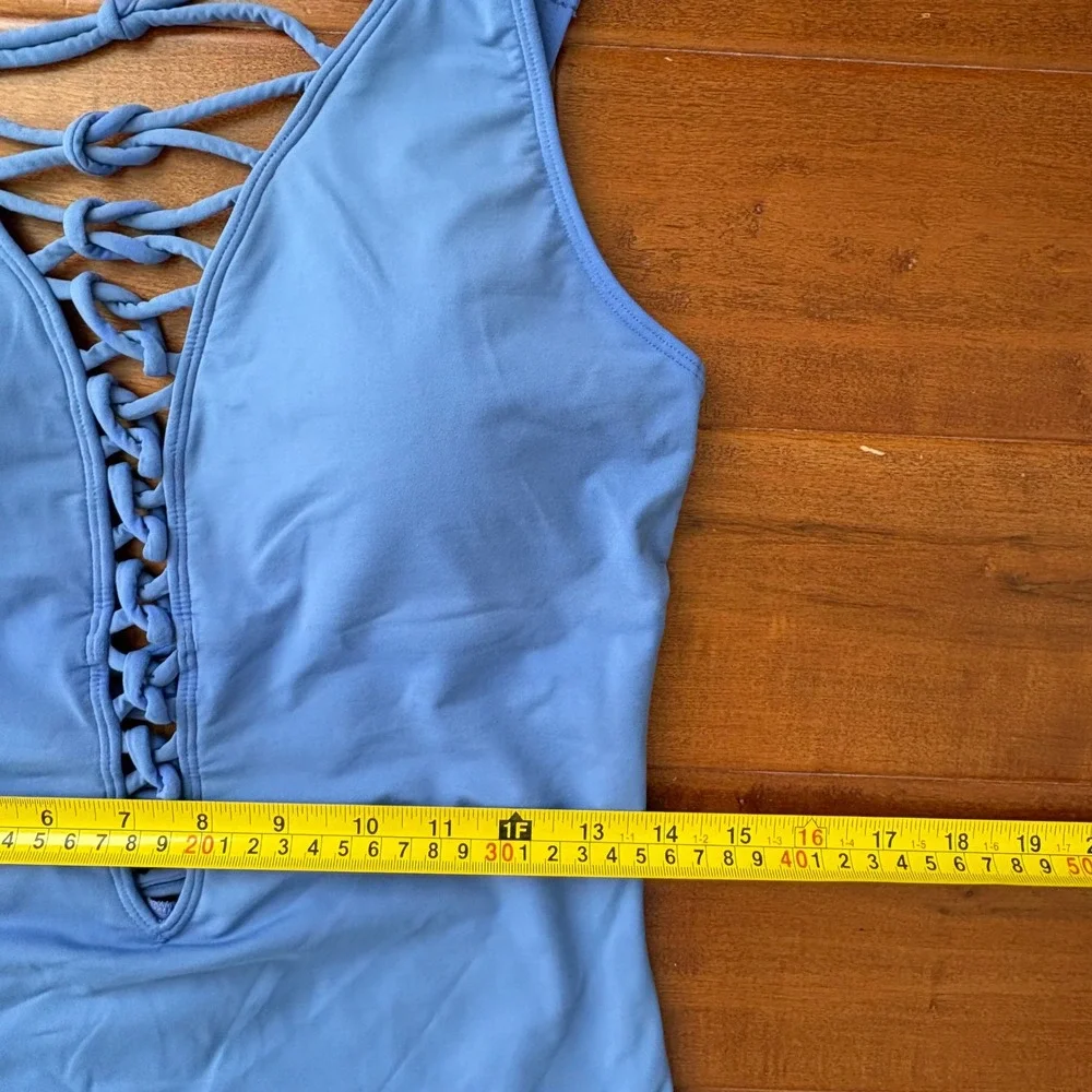 Bleu Rod Beattie Lace-Up One Piece Swimsuit Womens 10 Blue